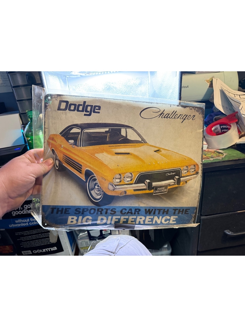 Vintage Dodge Challenger Sports Car Advertising Sign